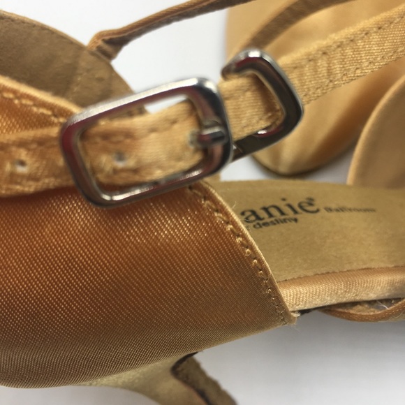 Stephanie closed toe tan gold ballroom shoe new 5M - Picture 7 of 8